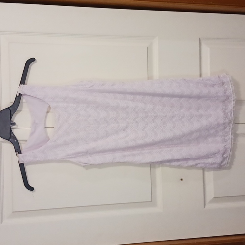 Free People string lace cut out lined mini tank dress - S - light purple
